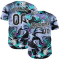 Custom Purple Black Green-White Cyber Tropical Palm Trees Music Festival Fluid Liquid Authentic Baseball Jersey