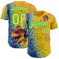 Custom Yellow Light Yellow Blue-Lakes Blue Cyber Tropical Palm Trees Music Festival Gradient Neon Polka Dot Authentic Baseball Jersey