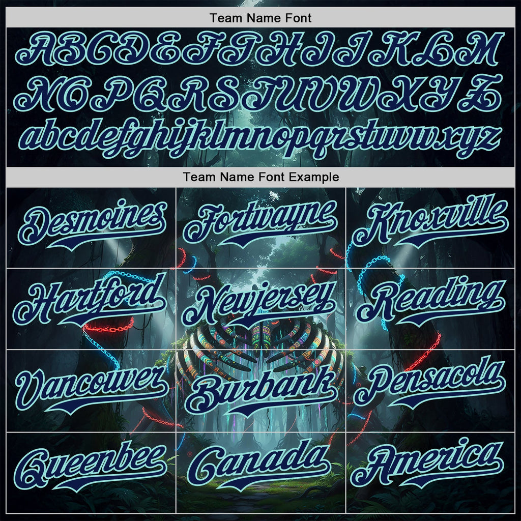 Custom Black Navy-Ice Blue Cyber Tropical Palm Trees Gothic Fantasy Authentic Baseball Jersey