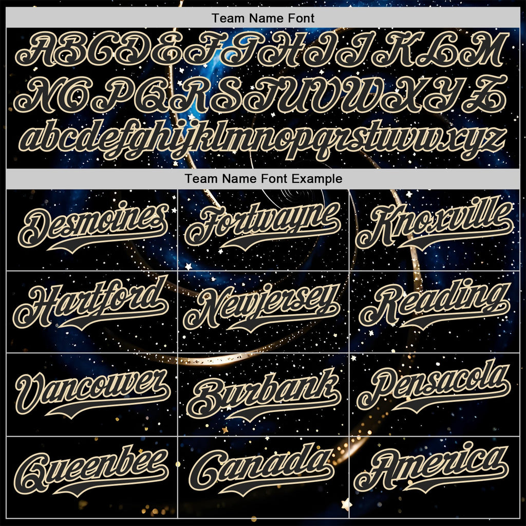 Custom Black-Cream Galaxy Star Authentic Baseball Jersey