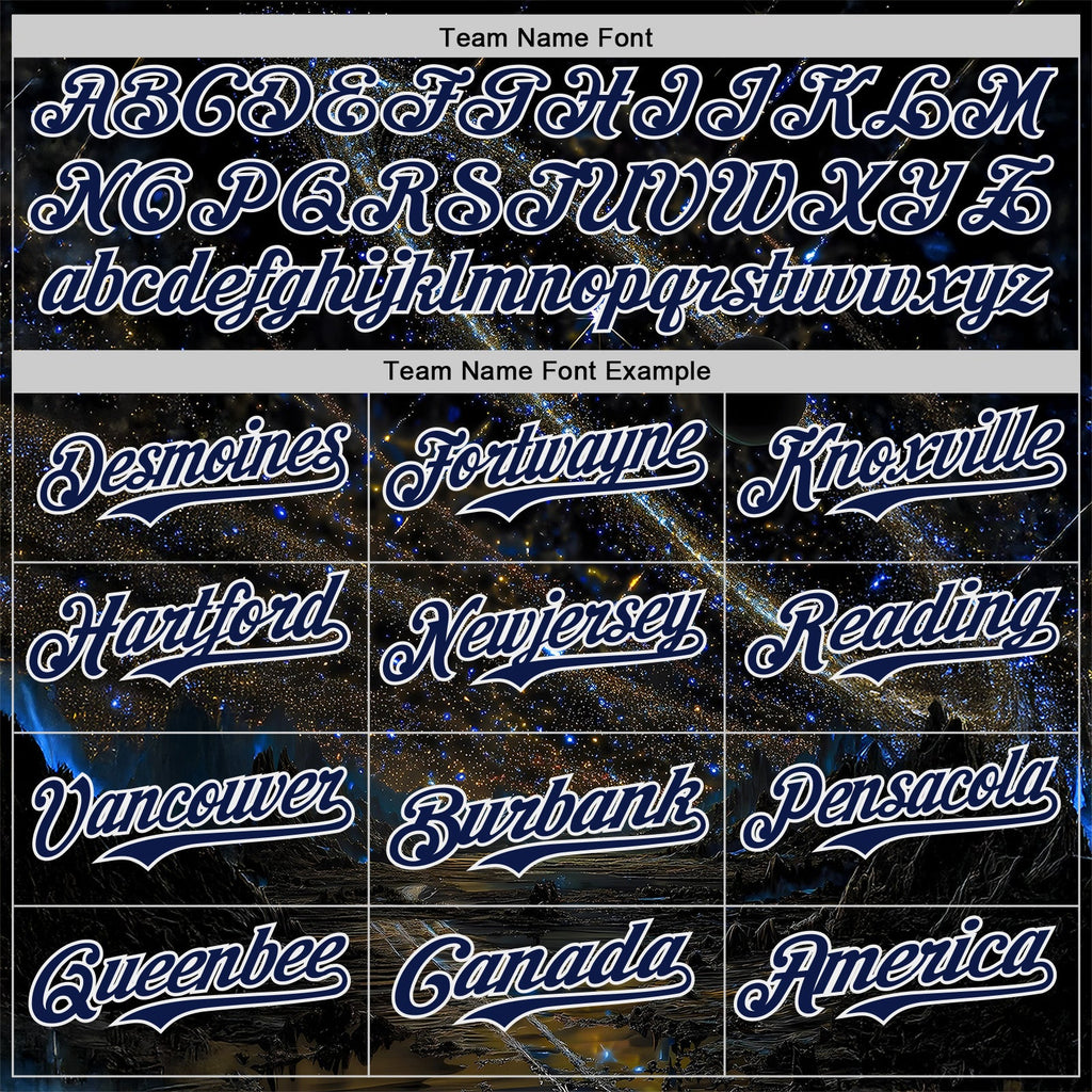 Custom Black Navy-White Galaxy Star Authentic Baseball Jersey