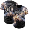 Custom Black-White Galaxy Star Nebula Authentic Baseball Jersey
