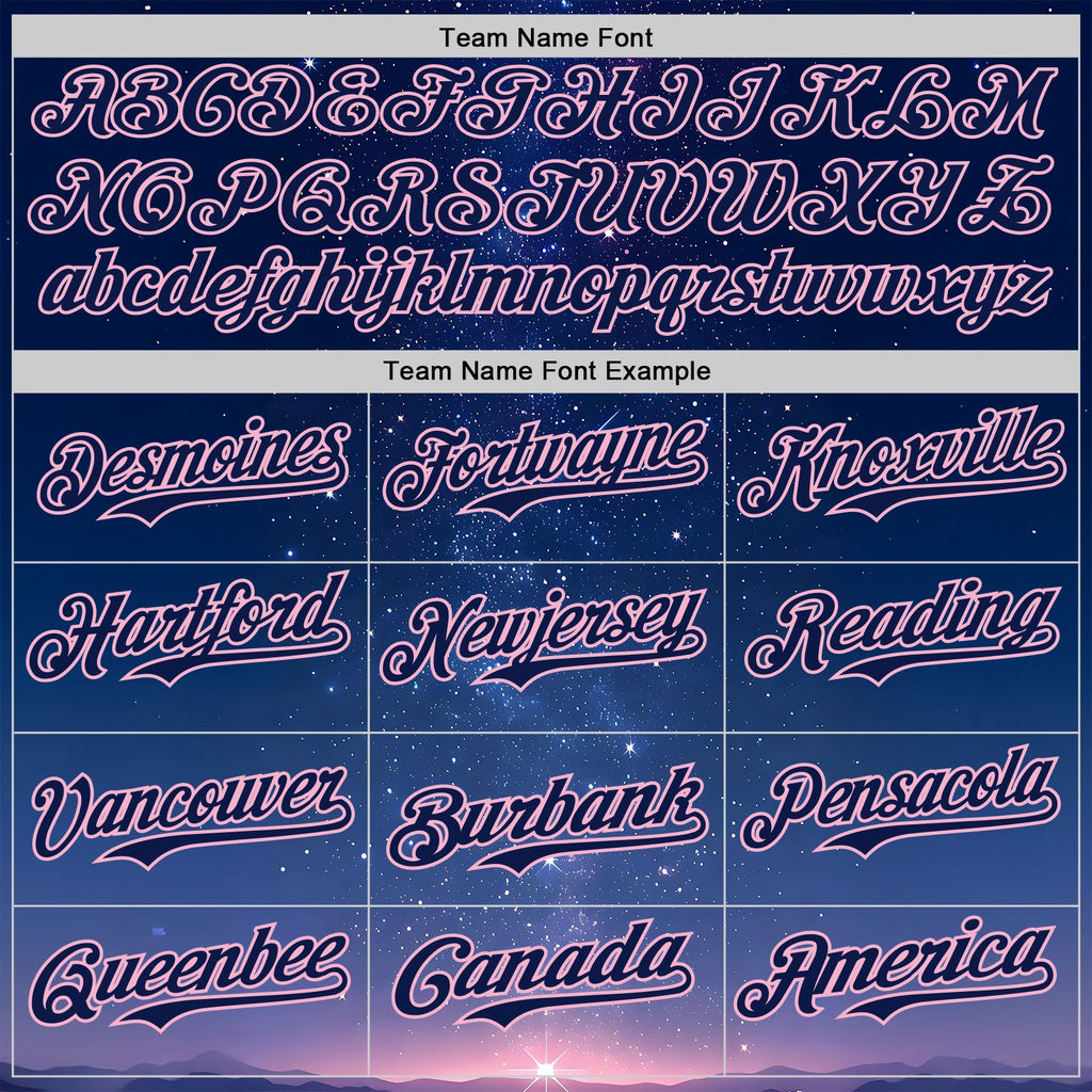 Custom Navy-Light Pink Galaxy Star Authentic Baseball Jersey