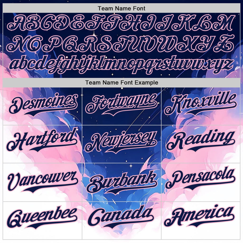 Custom Navy Blue-Light Pink Galaxy Star Nebula Authentic Baseball Jersey