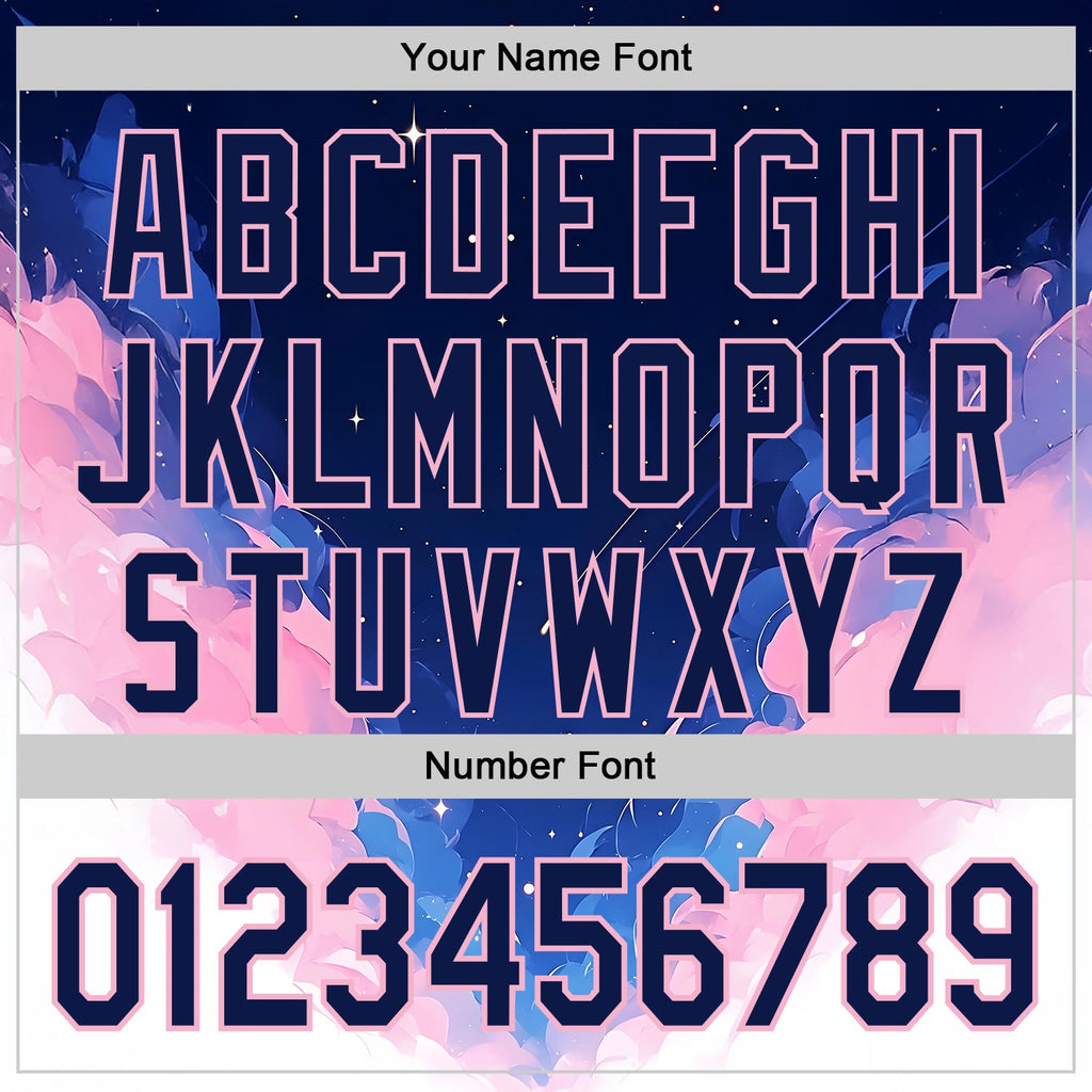 Custom Navy Blue-Light Pink Galaxy Star Nebula Authentic Baseball Jersey