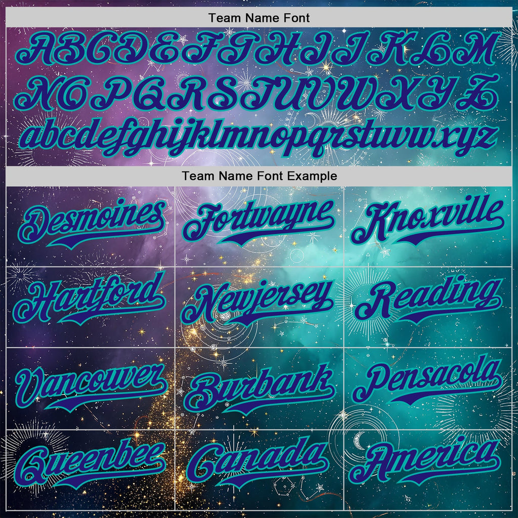 Custom Purple Dark Purple Gray-Aqua Galaxy Star Nebula Authentic Baseball Jersey