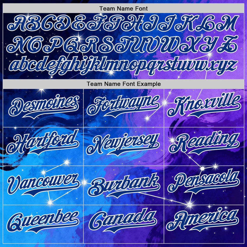 Custom Blue Royal Purple-White Galaxy Star Nebula Authentic Baseball Jersey