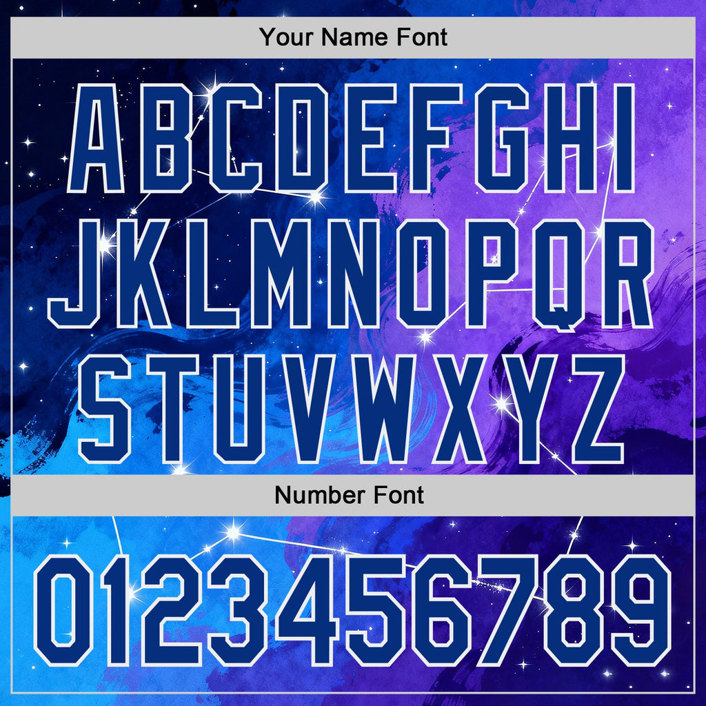 Custom Blue Royal Purple-White Galaxy Star Nebula Authentic Baseball Jersey