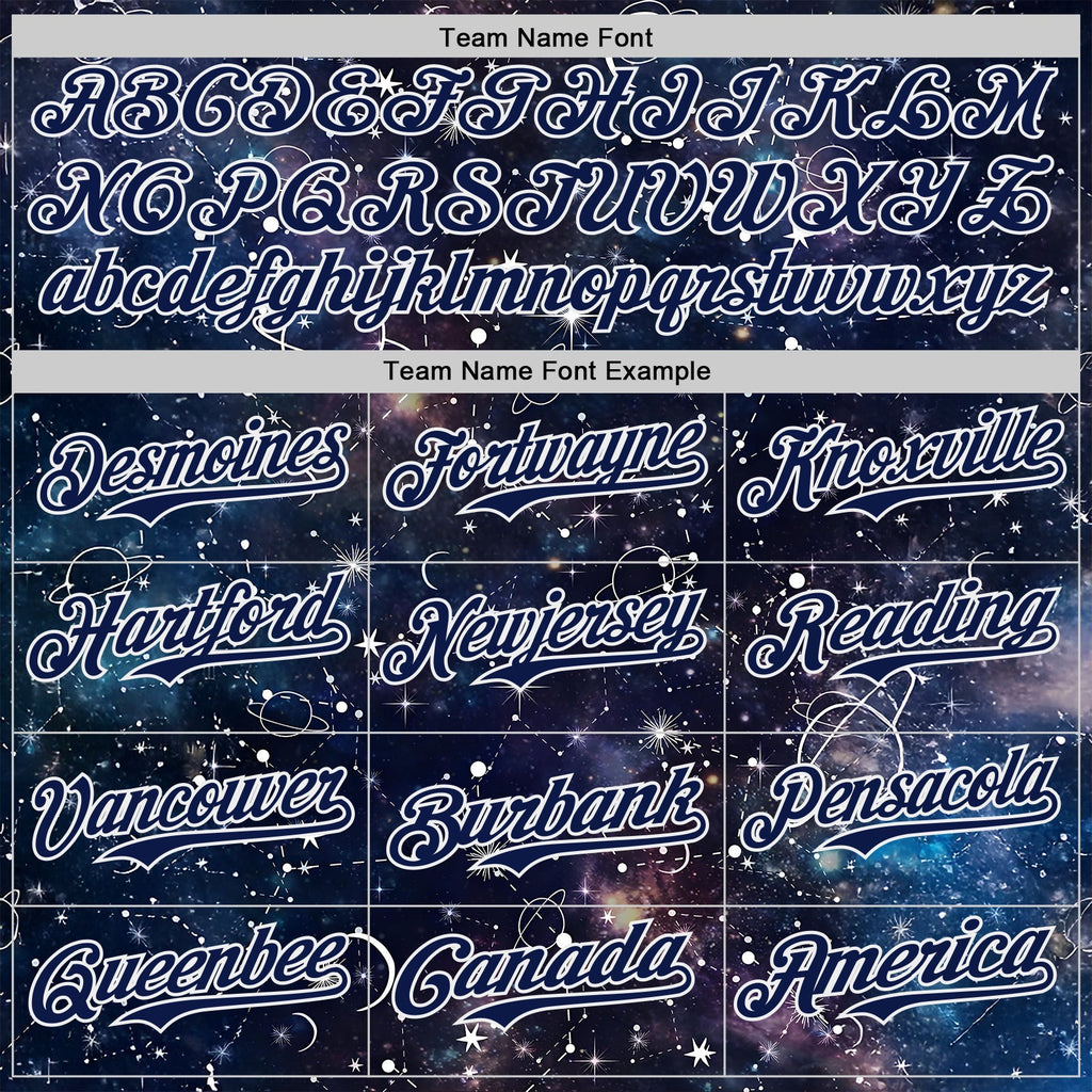 Custom Navy-White Galaxy Star Nebula Authentic Baseball Jersey