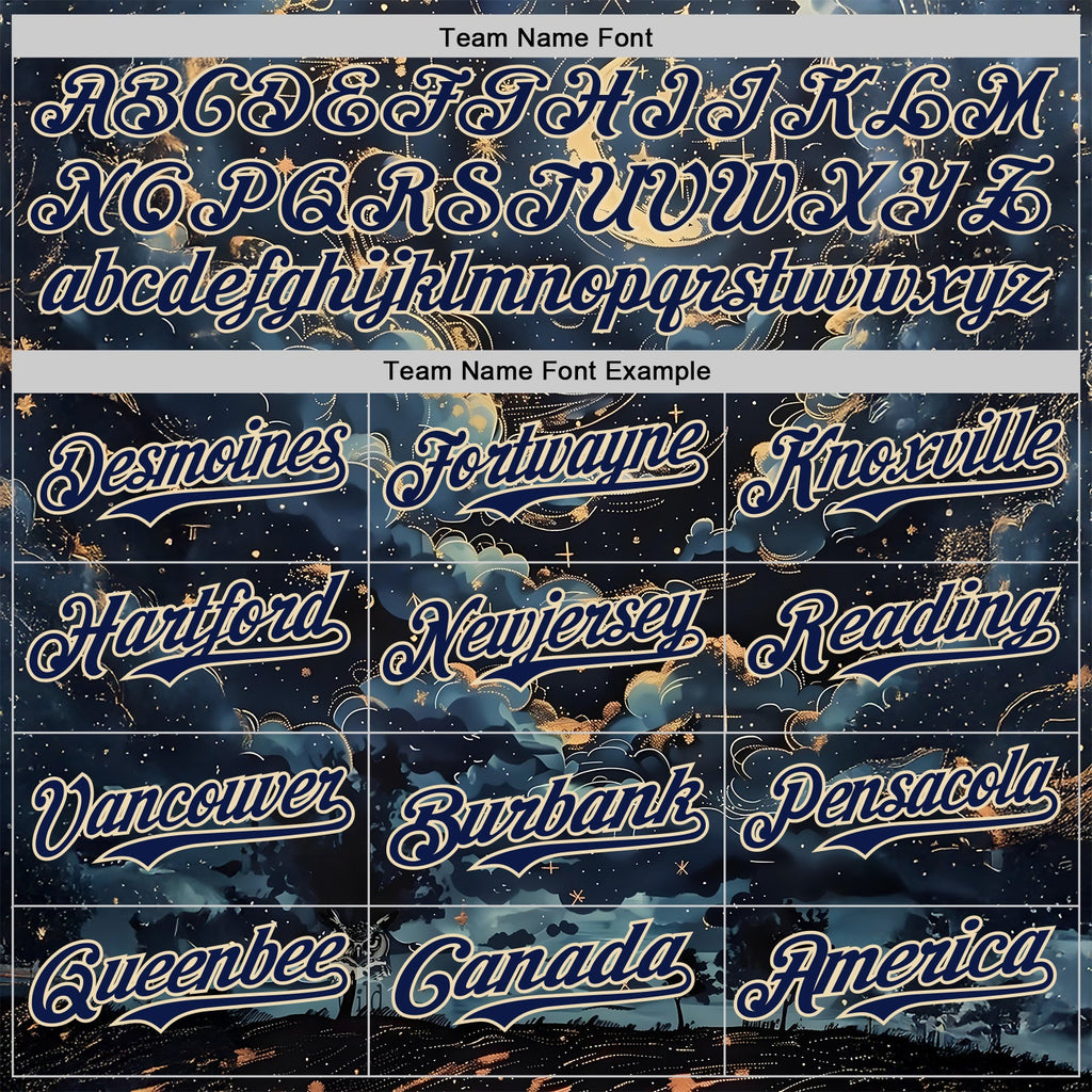 Custom Navy-Cream Galaxy Star Nebula Authentic Baseball Jersey