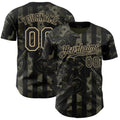 Custom Camo Black-Vegas Gold 3D Pattern Design Motorcycle Motocross Authentic Baseball Jersey
