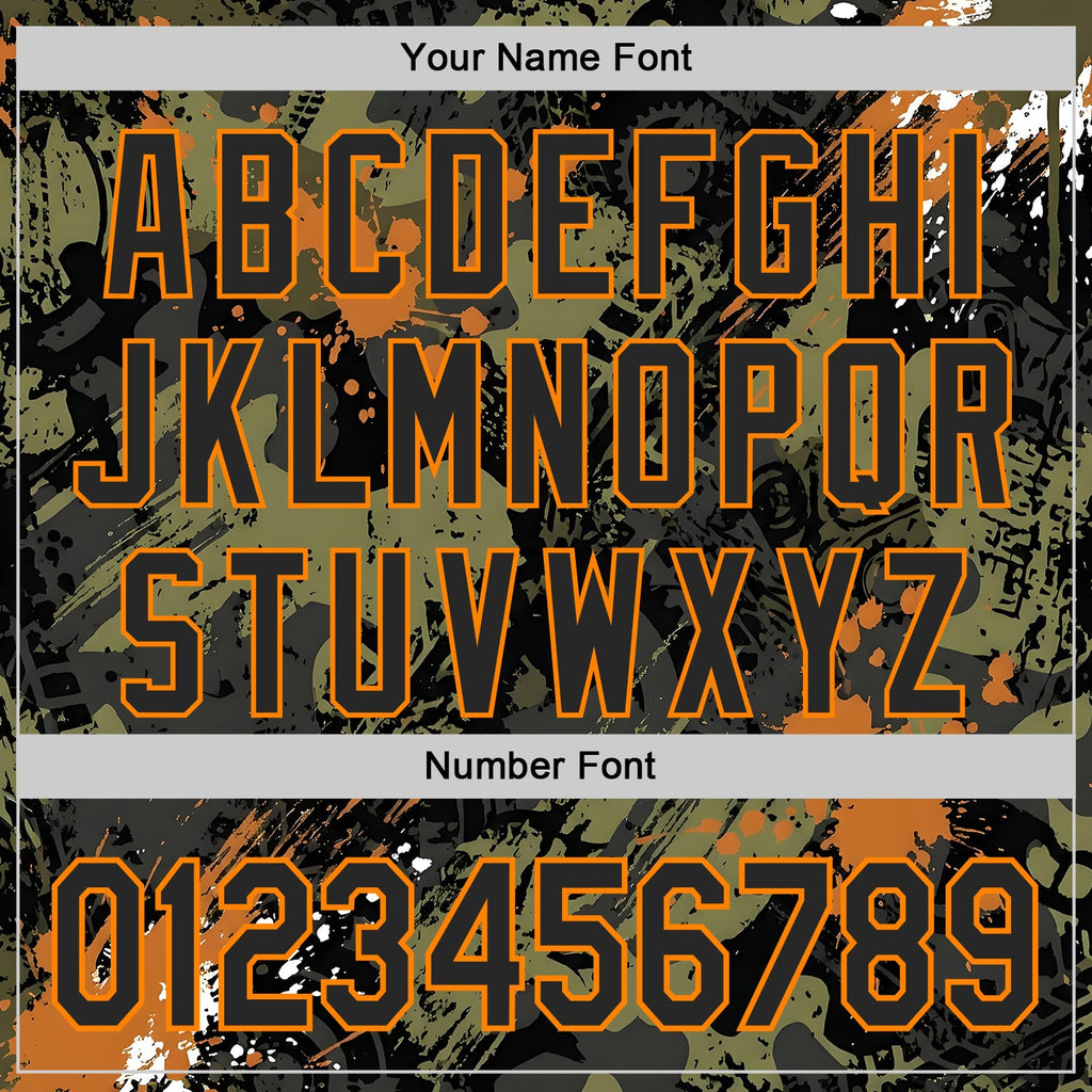 Custom Black Olive-Bay Orange 3D Pattern Design Motorcycle Motocross Splash Authentic Baseball Jersey