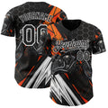 Custom Black Orange Gray-White 3D Pattern Design Motorcycle Motocross Skull Authentic Baseball Jersey
