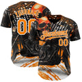 Custom Black Bay Orange Orange-White 3D Pattern Design Motorcycle Motocross Skull Authentic Baseball Jersey