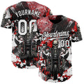 Custom Red White-Black 3D Pattern Design Motorcycle Motocross Skull Authentic Baseball Jersey