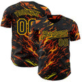 Custom Black Red-Yellow 3D Pattern Design Motorcycle Motocross Skull Flame Authentic Baseball Jersey