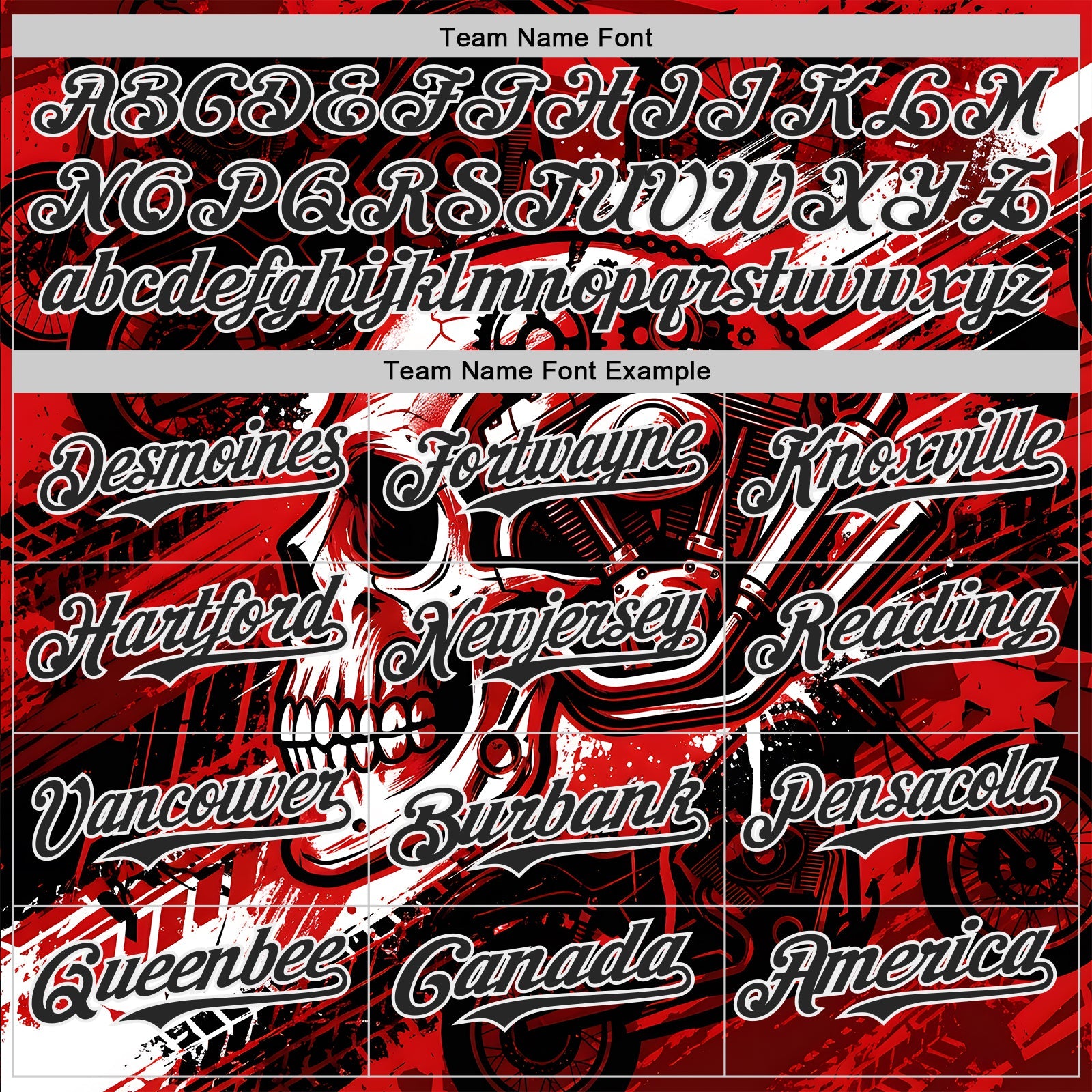 Custom Black Red-White 3D Pattern Design Motorcycle Motocross Skull Authentic Baseball Jersey