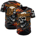 Custom Black-Bay Orange 3D Pattern Design Motorcycle Motocross Skull Authentic Baseball Jersey