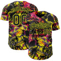 Custom Black Red-Neon Yellow 3D Pattern Design Motorcycle Motocross Authentic Baseball Jersey
