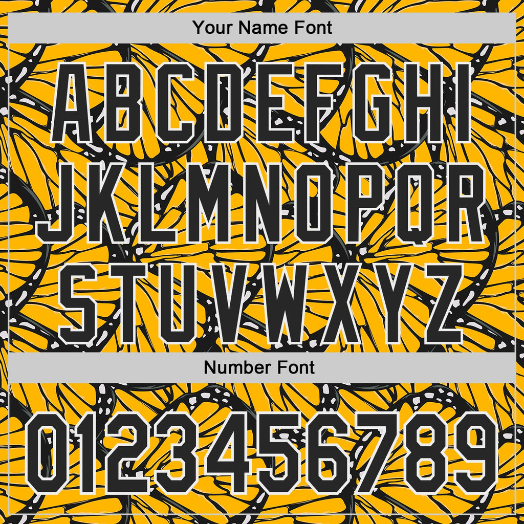 Custom Gold Black-White Butterfly Wing Authentic Baseball Jersey
