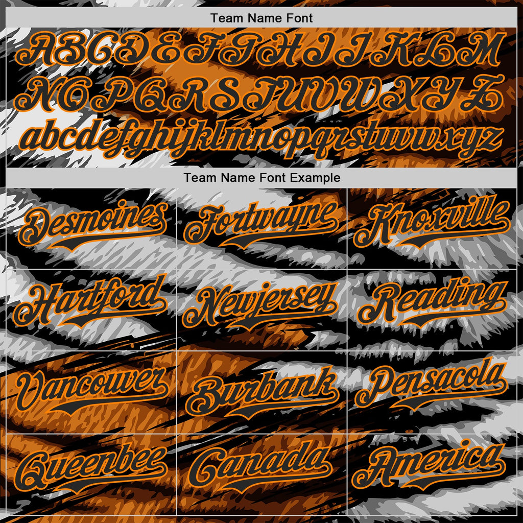 Custom Orange Black Gray-Bay Orange Tiger Stripe Scratch Authentic Baseball Jersey