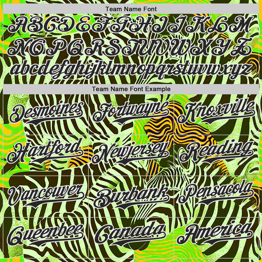 Custom Green Black-White Zebra Stripe Print Authentic Baseball Jersey