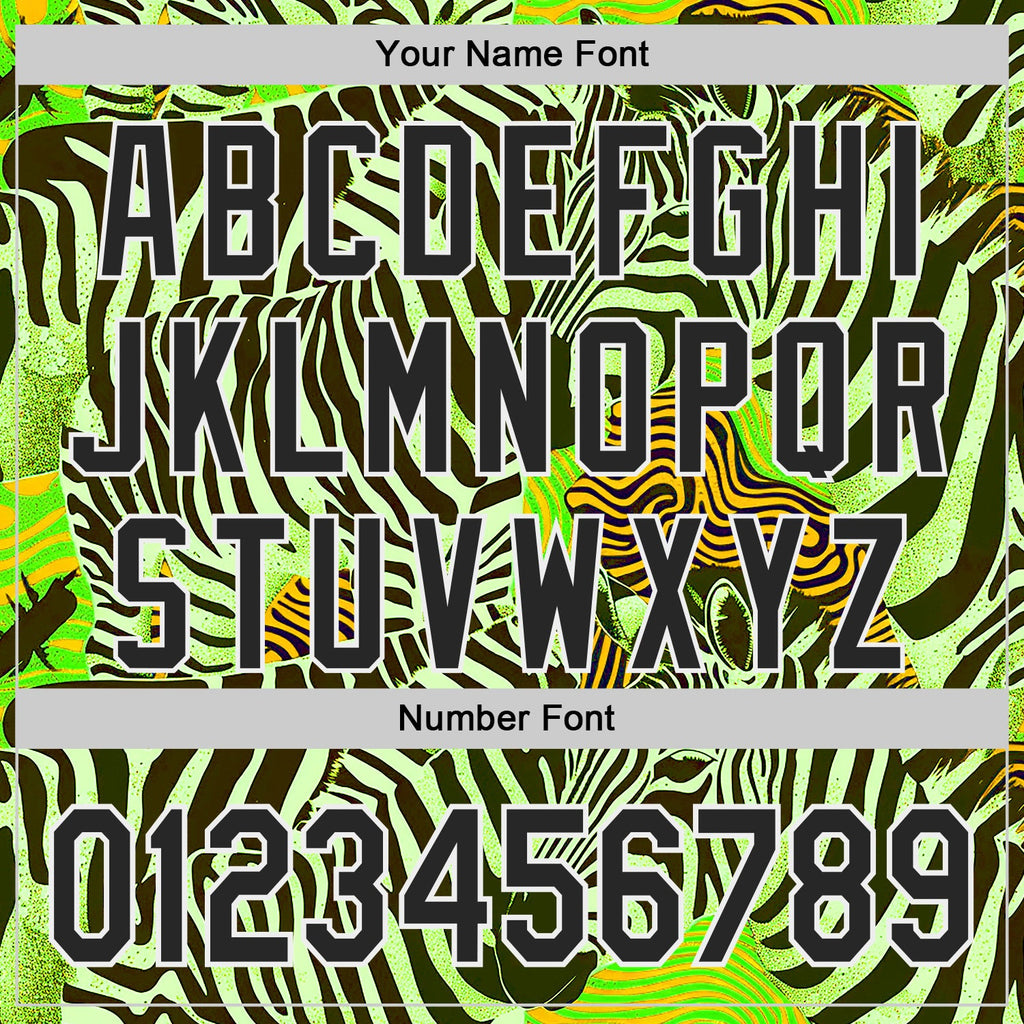 Custom Green Black-White Zebra Stripe Print Authentic Baseball Jersey