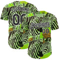 Custom Green Black-White Zebra Stripe Print Authentic Baseball Jersey
