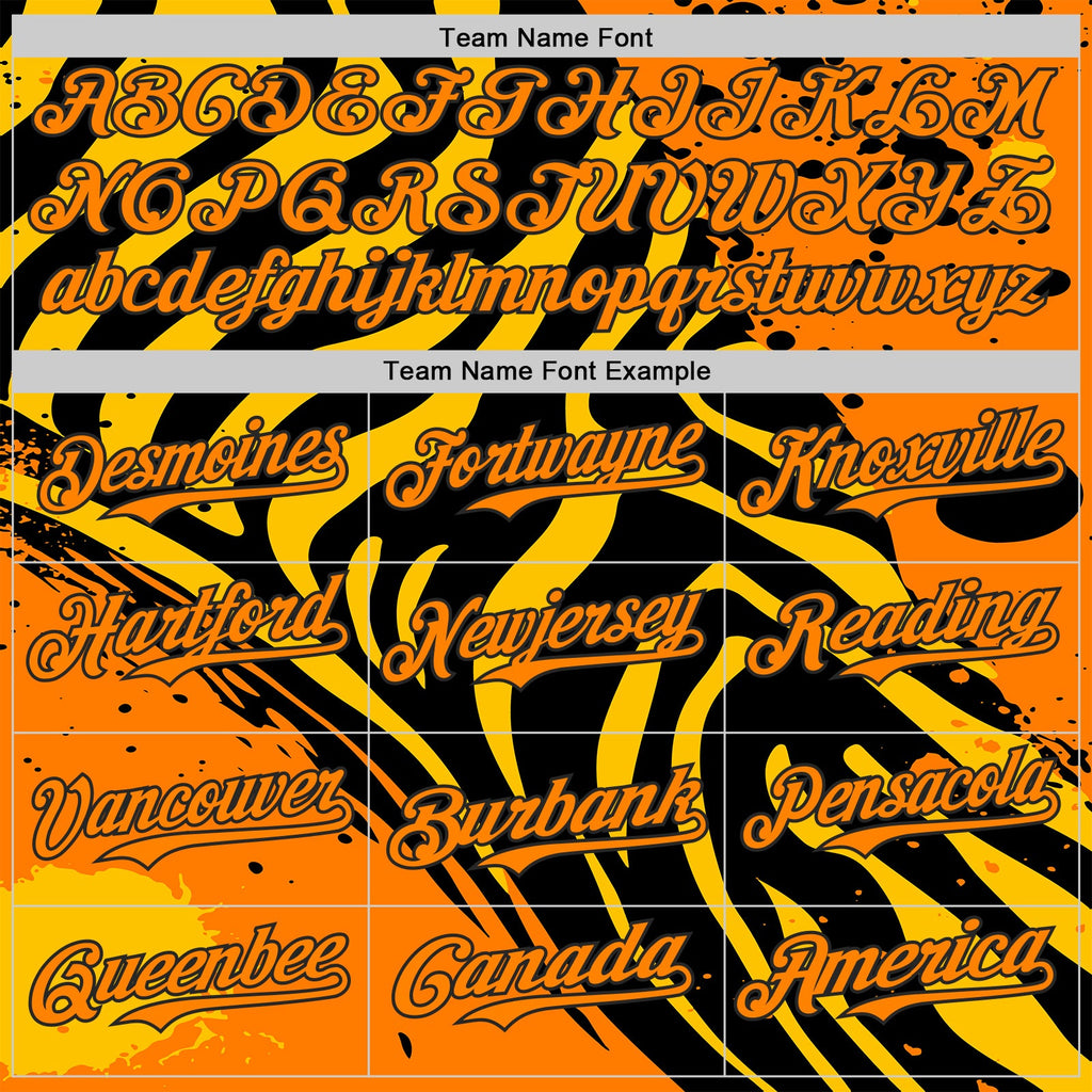 Custom Black Bay Orange-Yellow Leopard Print Tiger Stripe Authentic Baseball Jersey