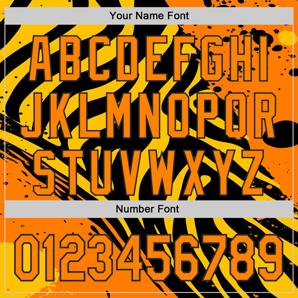 Custom Black Bay Orange-Yellow Leopard Print Tiger Stripe Authentic Baseball Jersey