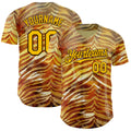 Custom Brown-Yellow Zebra Stripe Print Authentic Baseball Jersey