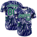 Custom Blue Kelly Green-White Tiger Stripe Print Authentic Baseball Jersey