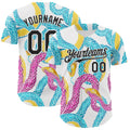 Custom White-Black Animal Snake Skin Authentic Baseball Jersey