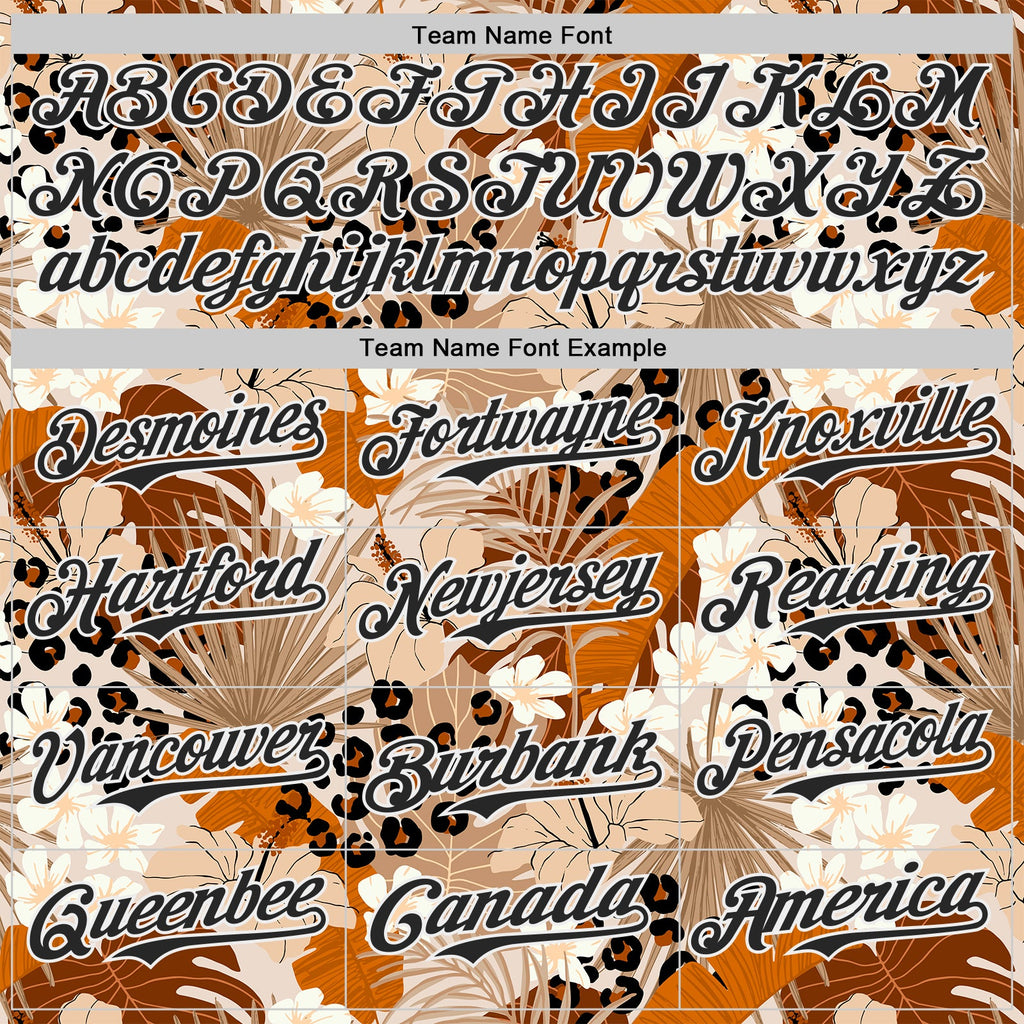 Custom Brown Black-White Leopard Print Tropical Jungle Authentic Baseball Jersey