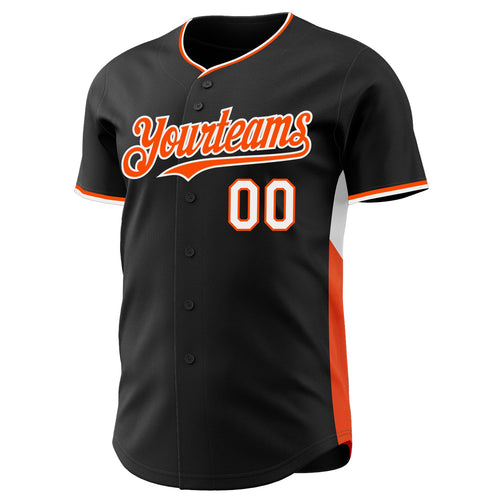 Custom Black Orange-White Classic Color Block Side Panel Stripe Authentic Baseball Jersey