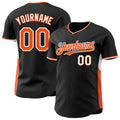 Custom Black Orange-White Classic Color Block Side Panel Stripe Authentic Baseball Jersey