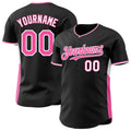 Custom Black Pink-White Classic Color Block Side Panel Stripe Authentic Baseball Jersey