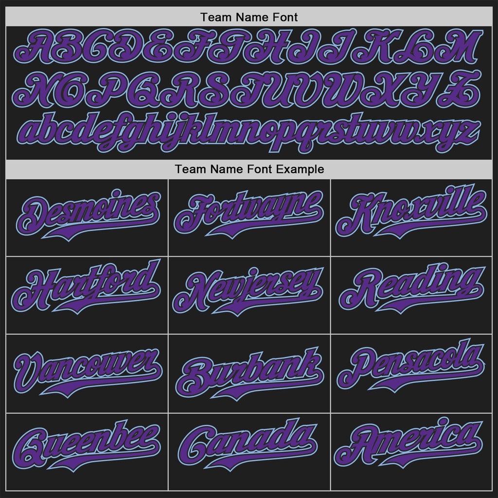 Custom Black Purple-Light Blue Classic Color Block Side Panel Stripe Authentic Baseball Jersey
