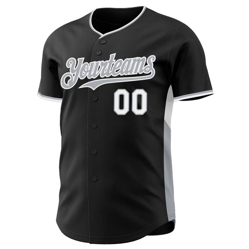 Custom Black Gray-White Classic Color Block Side Panel Stripe Authentic Baseball Jersey