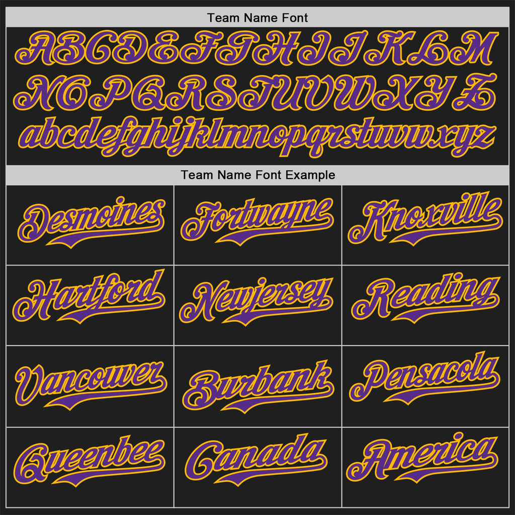 Custom Black Purple-Gold Classic Color Block Side Panel Stripe Authentic Baseball Jersey