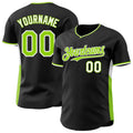 Custom Black Neon Green-White Classic Color Block Side Panel Stripe Authentic Baseball Jersey