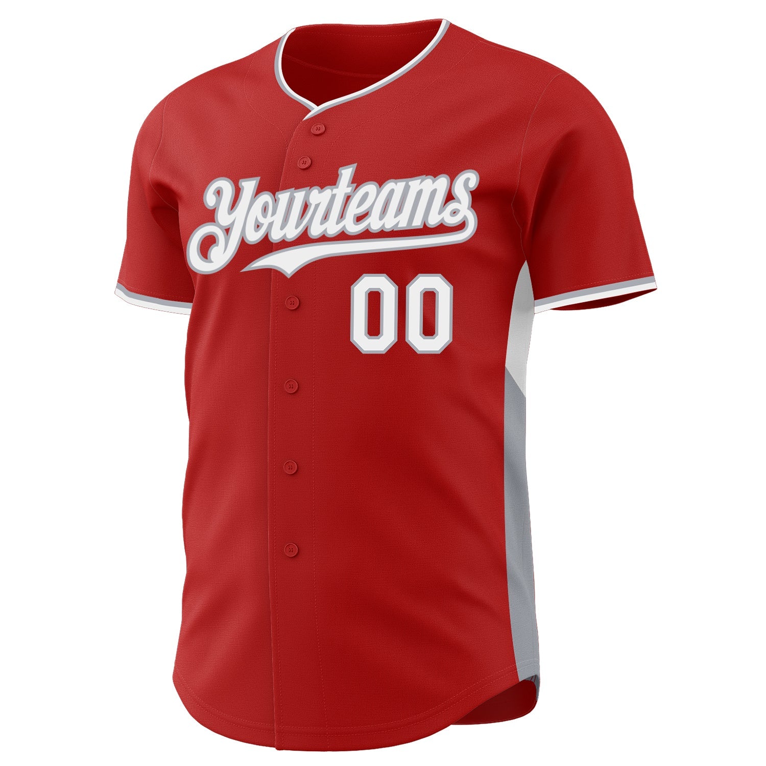 Custom Red White-Gray Classic Color Block Side Panel Stripe Authentic Baseball Jersey