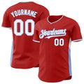 Custom Red White-Light Blue Classic Color Block Side Panel Stripe Authentic Baseball Jersey