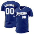 Custom Royal White-Gray Classic Color Block Side Panel Stripe Authentic Baseball Jersey