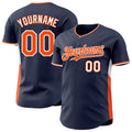 Custom Navy Orange-White Classic Color Block Side Panel Stripe Authentic Baseball Jersey
