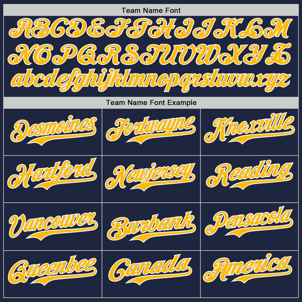 Custom Navy Gold-White Classic Color Block Side Panel Stripe Authentic Baseball Jersey