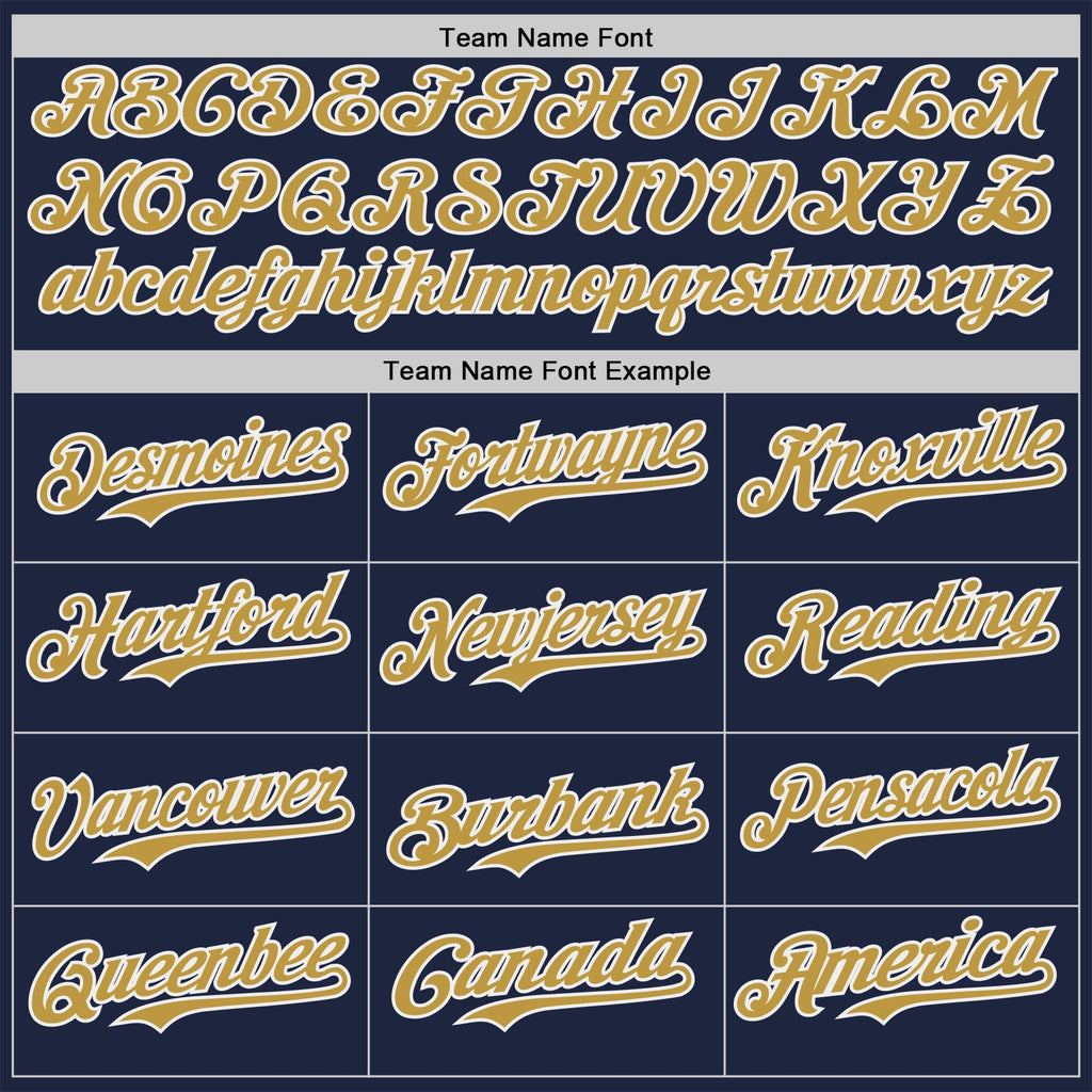 Custom Navy Old Gold-White Classic Color Block Side Panel Stripe Authentic Baseball Jersey