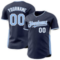 Custom Navy Light Blue-White Classic Color Block Side Panel Stripe Authentic Baseball Jersey