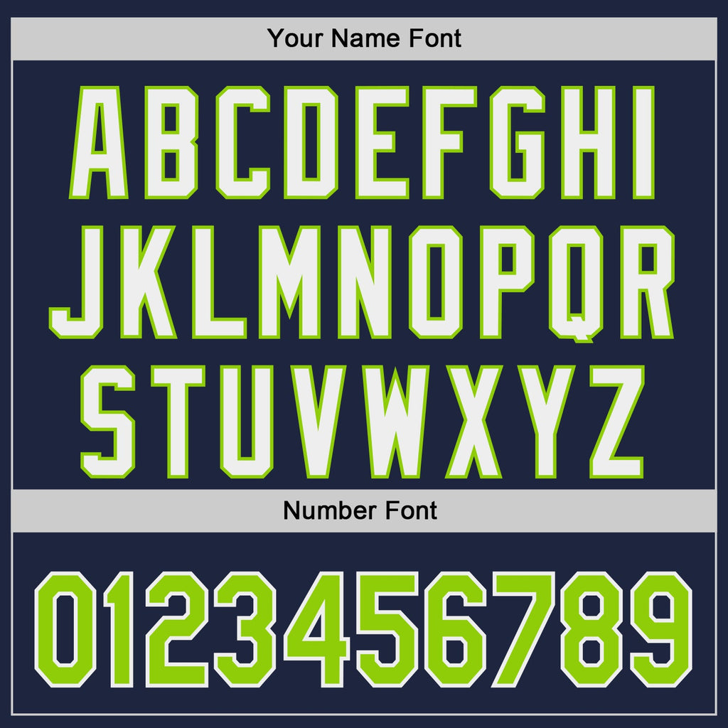 Custom Navy Neon Green-White Classic Color Block Side Panel Stripe Authentic Baseball Jersey