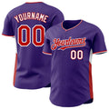 Custom Purple Red-White Classic Color Block Side Panel Stripe Authentic Baseball Jersey